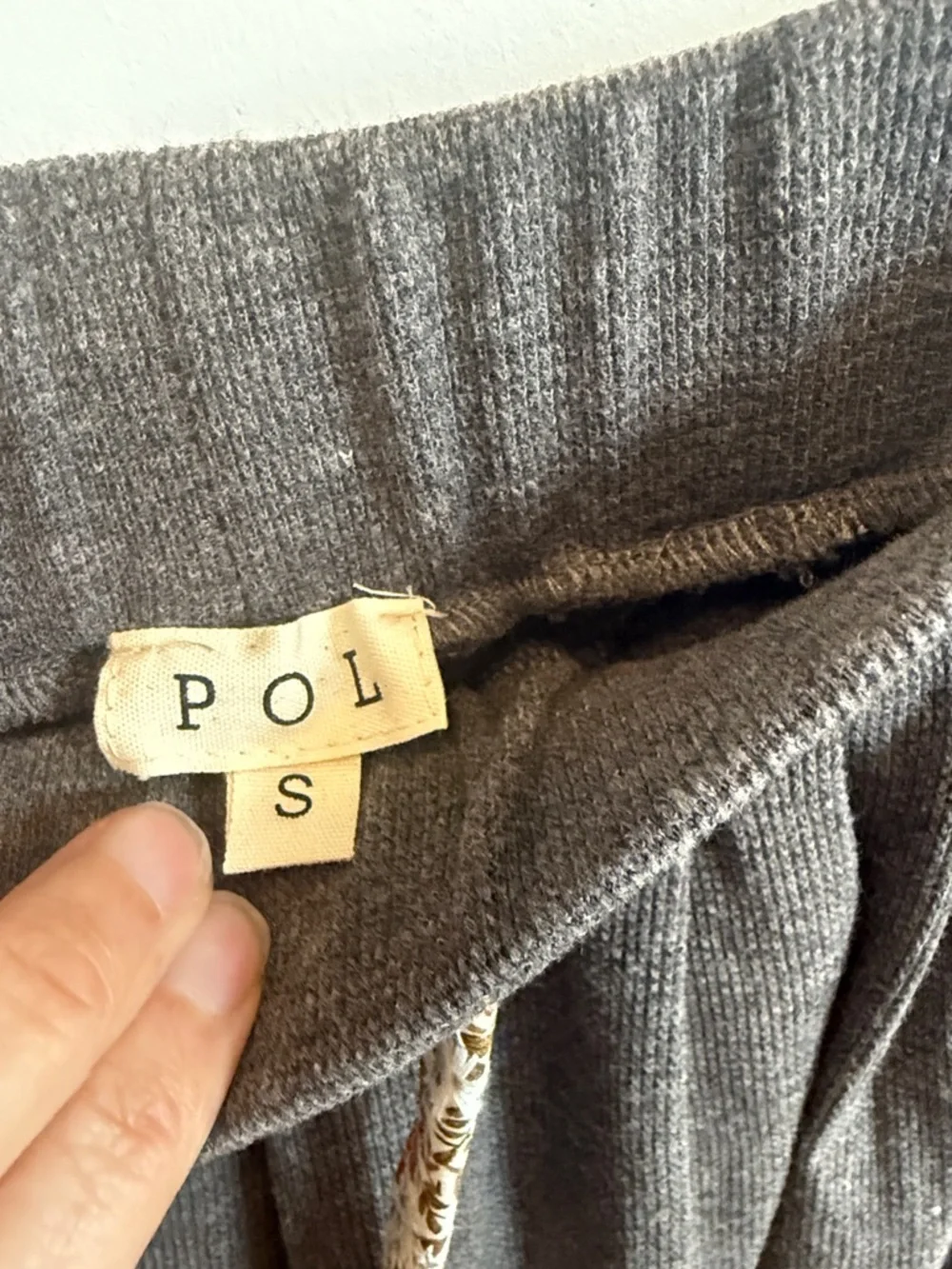 POL Gray Jogger Pants with Blue Patchwork and Floral Drawstrings - Picture 9 of 17